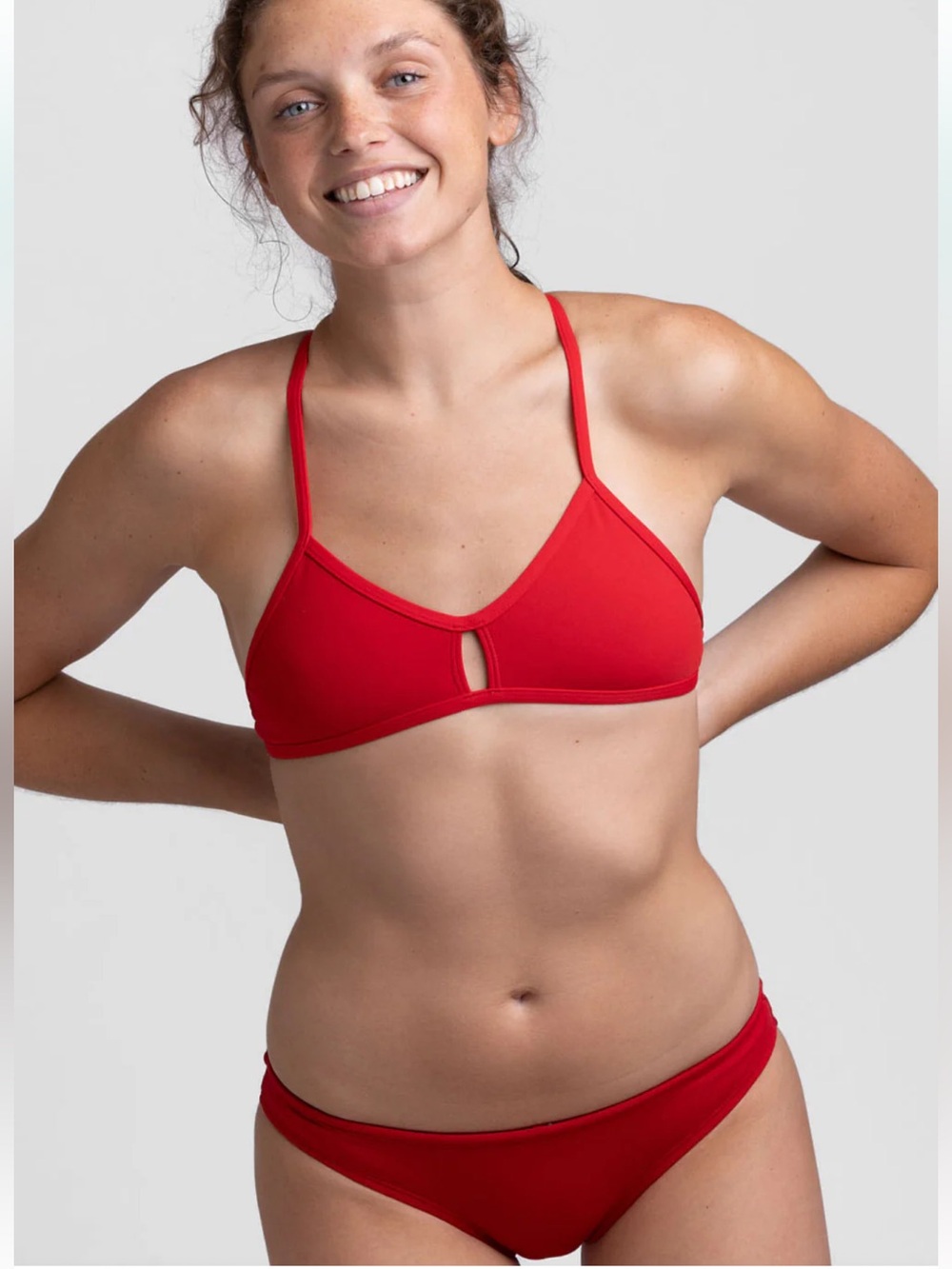 Jolyn Vent Swim Top Red Size S